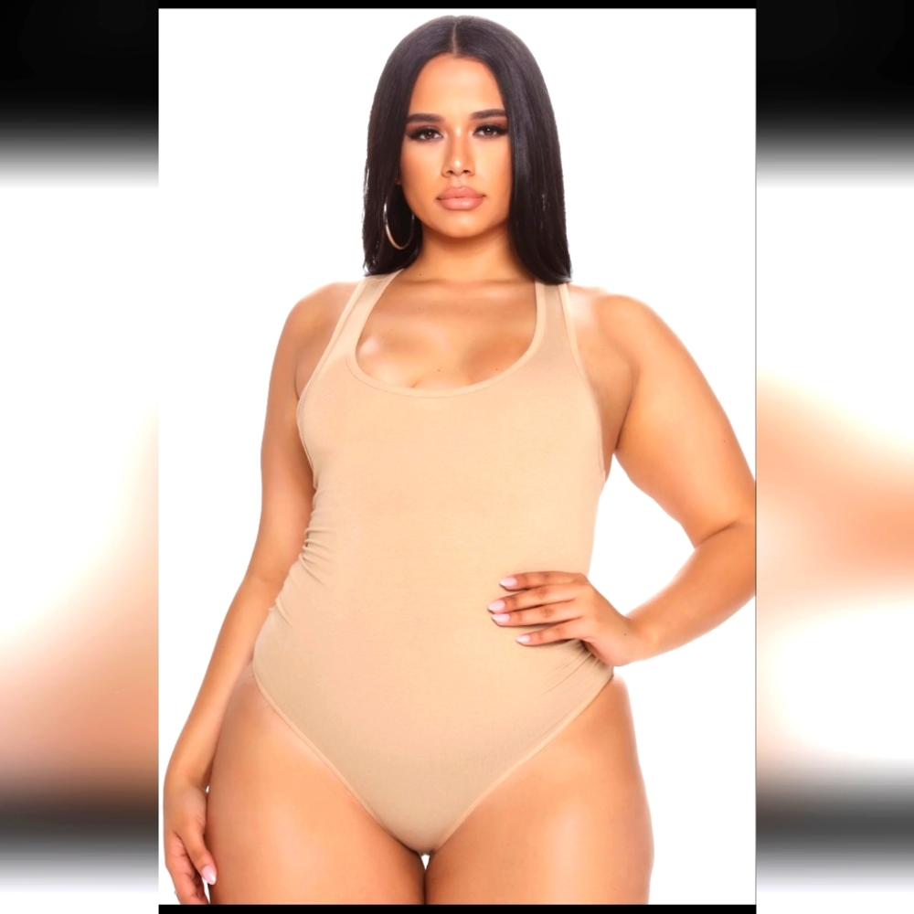 NEW Fashion Nova 1X Khaki Basic Bodysuit AC-1499